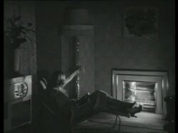 Woman reclining next to electric fire, UK  1939 Stock Footage