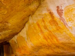 Human figures, Salmanslaagte Bushman Rock Art Trail Stock Footage