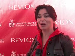 INTERVIEW: Karen Duffy talks about the work Revlon has done for the fight against cancer, working with them for 17 years Stock Footage