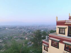 WS PAN View of Kopan Monastery / Kathmandu, Central, Nepal Stock Footage