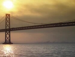 San Francisco Bay Bridge Golden Sunrise Stock Footage