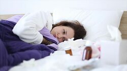 Sick woman in bed Stock Footage