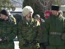Russian supporters at Crimean military base News Clip
