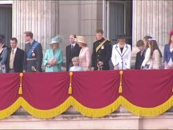 The Royal Family on the balcony of Buckingham Palace Stock Footage