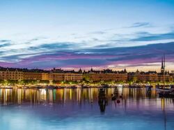 City Quay at Dusk Stock Footage