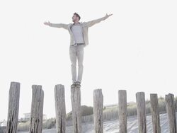 Man standing on pale Stock Footage