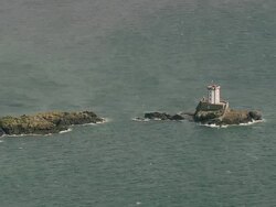WS AERIAL View of light house at Paimpol / Brittany, Channel Isles Stock Footage