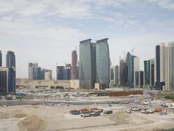 WS PAN T/L  view of West Bay central financial city / Doha, Qatar Stock Footage