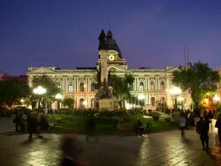 Town Square of La Paz at night, Bolivia Stock Footage