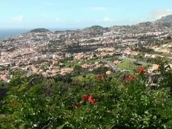 Pico fortress in Funchal, Madeira Island; backzoom Stock Footage