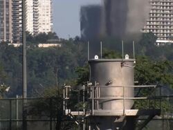 The North River Water Pollution Control Plant on the Hudson River (sewage treatment plant). Stock Footage