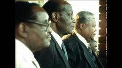SYND 25 8 1982 NKOMO PRESS CONFERENCE ON SPLIT WITH MUGABE PARTY Instructional Video