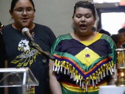 Canadian First Nations Choirs Sings in Pan Am Games Welcoming Ceremony to the Game Flame Stock Footage