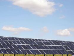 HD TL Solar Park in Front of Cloudy Sky (4:2:2) Stock Footage