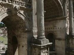 Arch of Septimius Severus in The Roman Forum Stock Footage