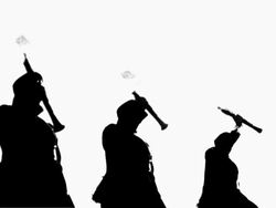 Band high school parade black and white silhouette animation Stock Footage