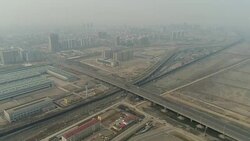 Aerial View of Air Pollution In China Stock Footage