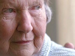 CU Senior woman with gray hair smiling / Washington State, USA Stock Footage