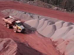 WS POV Truck passing through quarry / Taben-Rodt, Hesse, Germany  Stock Footage