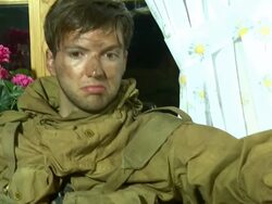 INTERVIEW Guy Burnet on how much he's learned about the story and the people, on how normal these commandos were at the Age of Heroes Set Visit at Haugesund . (Footage by WireImage Video/GettyImages) Stock Footage