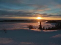 Saguenay, Quebec at sunset Stock Footage