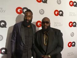 James Harden, Rick Ross, Chris Bosh at GQ And LeBron James Celebrate All Star Style And The March Issue With Special Performance By The Roots Stock Footage