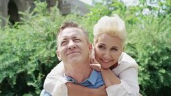 Romantic middle age couple in City Stock Footage