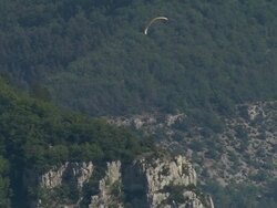 Paragliding At South End Of Gorges Du Tarn Stock Footage