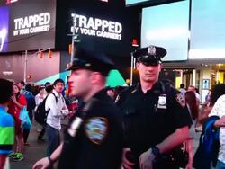 Protesting death sentence of M. Morsi, Times Square, New York City Stock Footage