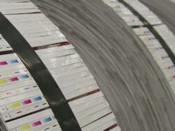 CU Shot of gravure printing office / Itzehoe, Schleswig-Holstein, Germany  Stock Footage