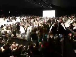 ATMOSPHERE: Lincoln Center Fashion Week Runway Construction  Stock Footage