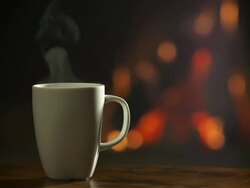 Hot Beverage In Front Of Fireplace Stock Footage