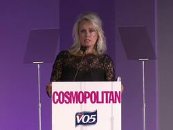 Louise Court present Stephanie Kercher with the Ultimate Women of the Year Award at Cosmo Woman of the Year Awards 2012 at Victoria & Albert Museum on October 30, 2012 in London, England.  Stock Footage