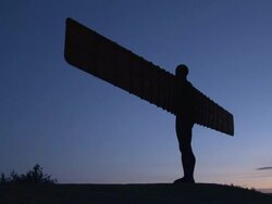 Angel of the North at dusk Stock Footage