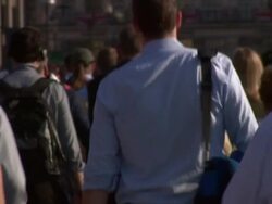 London Bridge commuters Olympic London General Views Stock Footage