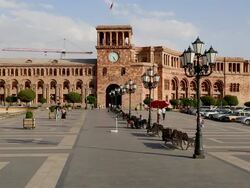 Yerevan, people walking in the Republic square Stock Footage