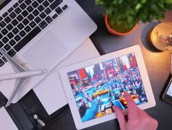 Using a tablet, smartphone, and laptop for travel planning Stock Footage