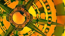 Orange, Loopable, Global Compass Rose with World and Cardinal Points Stock Footage