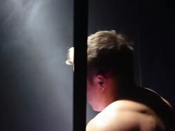 CU TS Shot of Hunky topless man performing gymnastic display in bath / London, United Kingdom Stock Footage