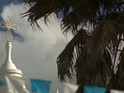 "CU of gold cross on top of Cathedral Church of Chachapoyas [LA IGLESIA CATEDRAL DE CHACHAPOYAS], Plaza De La Armas, Chachapoyas, Peru [PerÃƒÂº]" Stock Footage