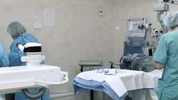 Nurses prepare medical tools in operating room Stock Footage