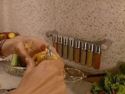 Woman peel pear fruit Stock Footage