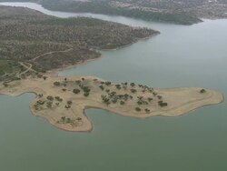 AERIAL WS Landscape on Spanish border going North to Elvas / Elvas, Portalegre, Portugal Stock Footage