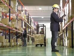 Team Working In The Warehouse Stock Footage