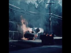 SYND 5 7 74 FIREMEN FIGHTING BLAZING FIRE AT BASE OF BUTANE TANK IN VICKSBURG, MISSISSIPPI News Clip