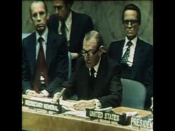 SYND 26 3 77 UNITED NATIONS SECRETARY GENERAL WALDHEIM TALKS ON MIDDLE EAST Instructional Video