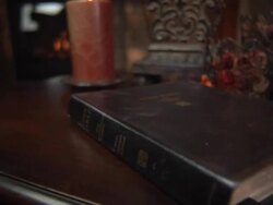 Bible on table Stock Footage