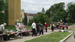 The flea market in downtown Sofia, Bulgaria Stock Footage