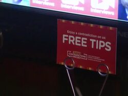 ATMOSPHERE: signage at the Starburst Presents Songwriters Music Series To Benefit The VH1 Save The Music Foundation With Matthew Morrison at New York NY.  Stock Footage