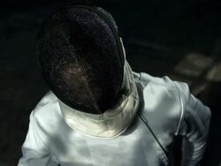 HD: Portrait Of Fencer Swinging With A Foil Stock Footage